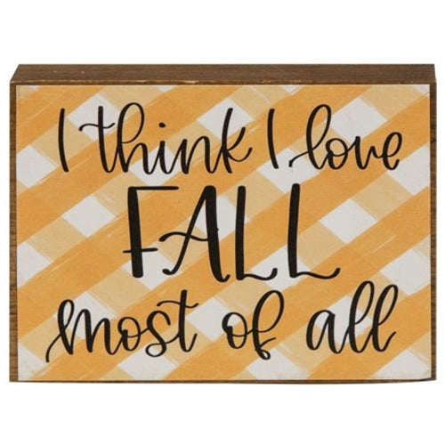 I Love Fall Plaid Block (Pack of 4)