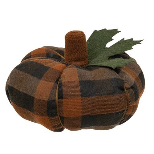 Earthtone Plaid Pumpkin Large (Pack of 2)