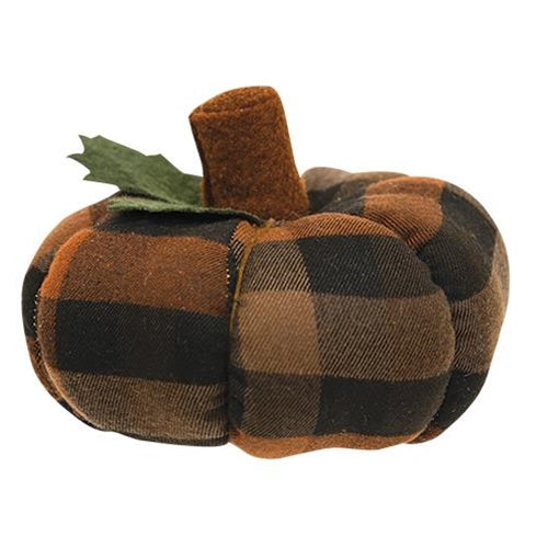 Earthtone Plaid Pumpkin Small (Pack of 2)