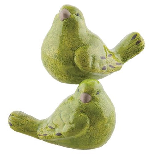 Crackled Green Resin Bird 2 Asstd. (Pack of 4)