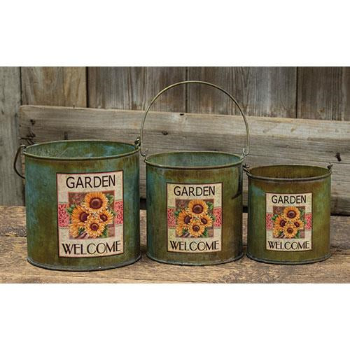 3/Set Sunflower Metal Buckets (Pack of 2)