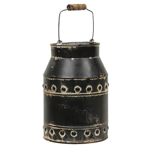 Black Distressed Milk Can With Handle (Pack of 2)