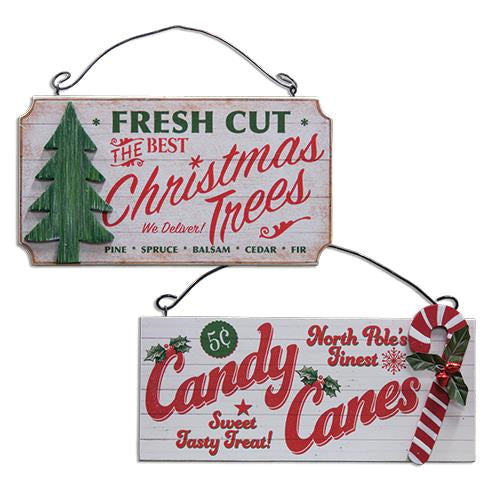 Candy Cane/Xmas Tree Orn 2 Asst (Pack of 4)