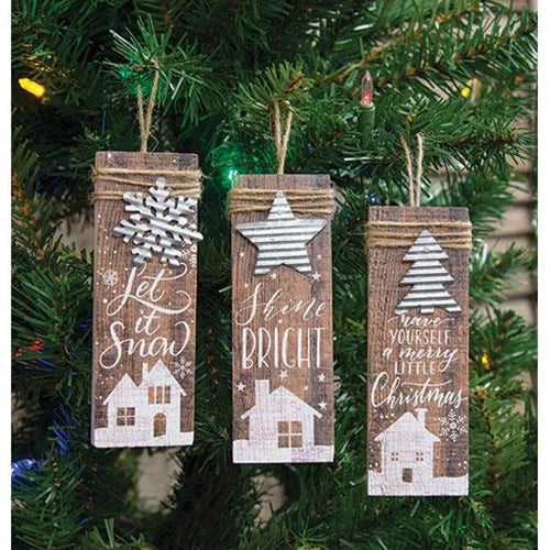 Farmhouse Christmas Charm Ornament 3 Asstd. (Pack of 4)