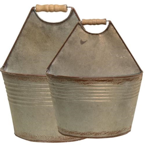 2/Set Galvanized Pocket Buckets (Pack of 2)