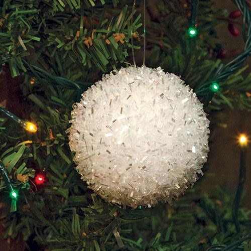 White Tinsel Ball Ornament (Pack of 4)