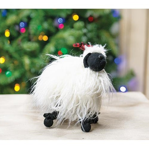 Standing Fuzzy Sheep With Santa Hat