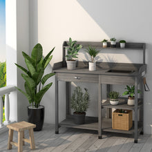 Load image into Gallery viewer, Outdoor Garden Potting Bench Lawn Patio Table Storage Shelf Work Station-Gray
