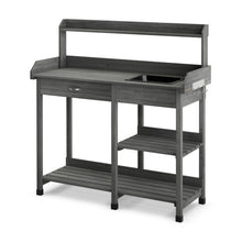 Load image into Gallery viewer, Outdoor Garden Potting Bench Lawn Patio Table Storage Shelf Work Station-Gray
