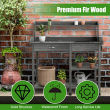 Load image into Gallery viewer, Outdoor Garden Potting Bench Lawn Patio Table Storage Shelf Work Station-Gray
