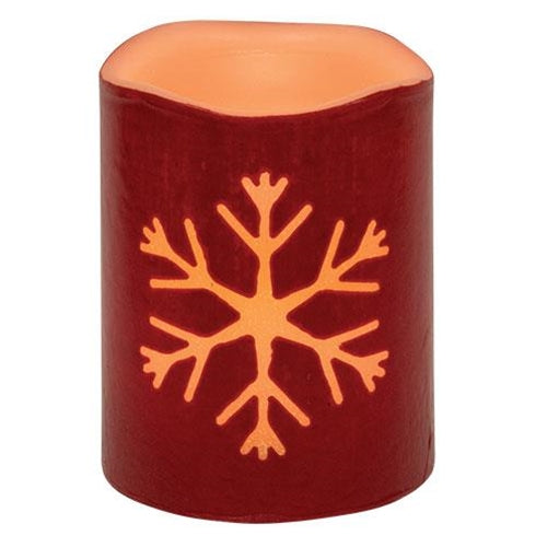 Red Snowflake LED Pillar (Pack of 2)