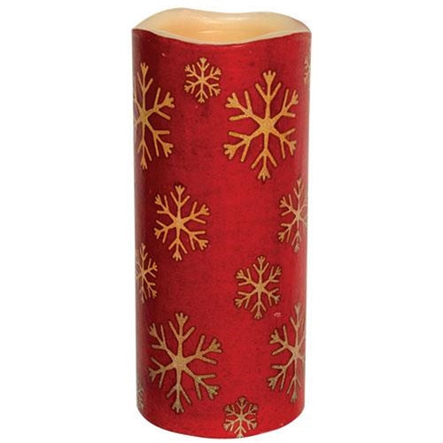 Red Snowflake Print LED Pillar