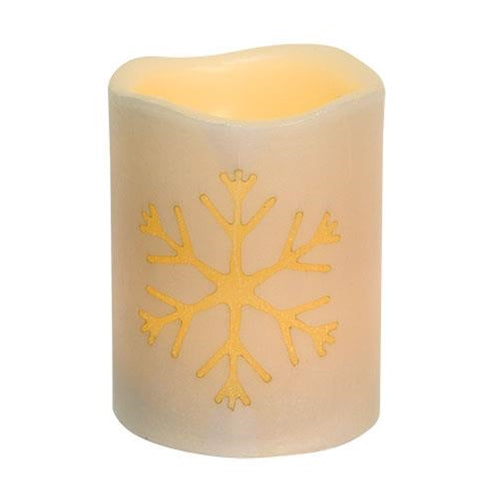 White Snowflake LED Pillar (Pack of 2)