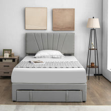 Load image into Gallery viewer, Full/Queen Size Upholstered Bed Frame with Drawer and Adjustable Headboard-Full Size

