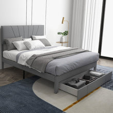 Load image into Gallery viewer, Full/Queen Size Upholstered Bed Frame with Drawer and Adjustable Headboard-Queen Size
