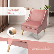 Load image into Gallery viewer, Velvet Wingback Armchair with Rubber Wood Legs-Pink
