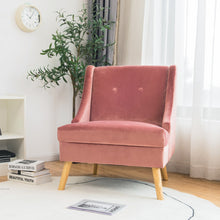 Load image into Gallery viewer, Velvet Wingback Armchair with Rubber Wood Legs-Pink
