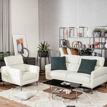 Load image into Gallery viewer, 72.5 Inch Modern Fabric Loveseat Sofa Couch with Adjustable Headrest-White
