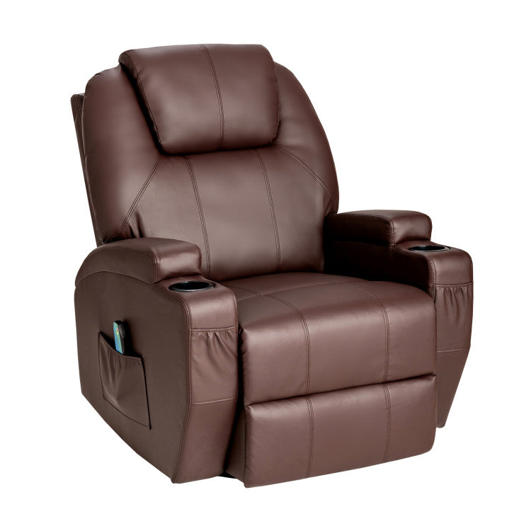 Massage Recliner Chair with Lumbar Heating Function-Brown