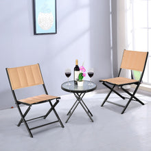 Load image into Gallery viewer, 3 pcs Folding Steel Table Chairs Set
