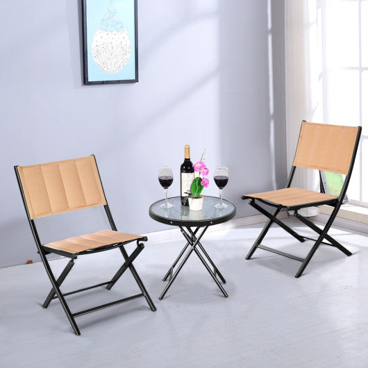 3 pcs Folding Steel Table Chairs Set