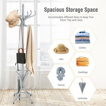 Load image into Gallery viewer, Wood Standing Hat Coat Rack with Umbrella Stand-Gray

