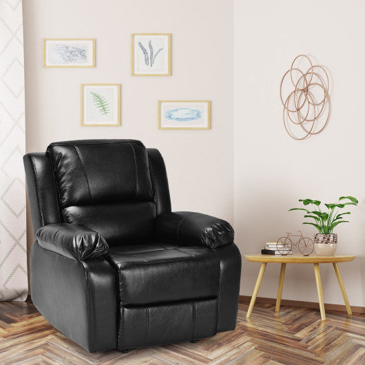 Manual Recliner PU Leather Padded Home Lounge Sofa-Black