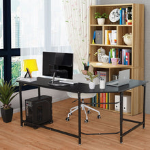 Load image into Gallery viewer, Home Office L-Shaped Corner Study Computer Desk-Black
