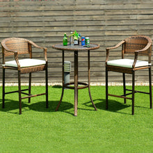 Load image into Gallery viewer, 3 pcs Outdoor Rattan Bar Stool Table Set
