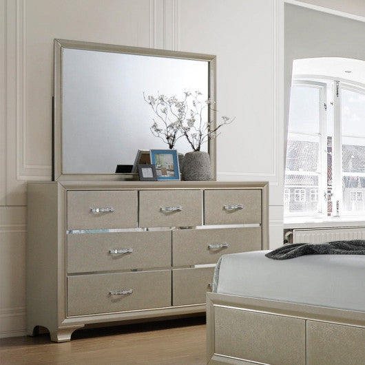 7 Drawers Dresser Chest & Mirror Set Storage Cabinet