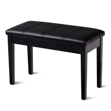 Load image into Gallery viewer, Solid Wood PU Leather Piano Double Duet Keyboard Bench-Black

