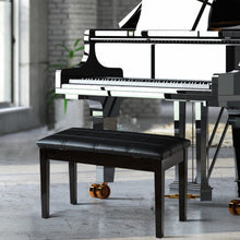 Load image into Gallery viewer, Solid Wood PU Leather Piano Double Duet Keyboard Bench-Black
