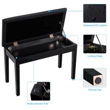 Load image into Gallery viewer, Solid Wood PU Leather Padded Piano Bench Keyboard Seat-Black
