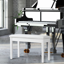Load image into Gallery viewer, Solid Wood PU Leather Padded Piano Bench Keyboard Seat-White
