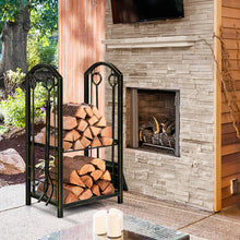 Load image into Gallery viewer, Fireplace Log Rack with 4 Pieces Fireplace Tools-Bronze
