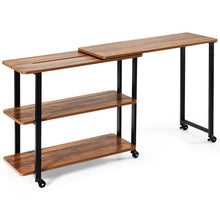 Load image into Gallery viewer, 360° Rotating Sofa Side Table with Storage Shelves and Wheels-Brown
