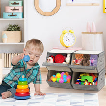 Load image into Gallery viewer, Set of 4 Storage Bins Stackable Cubes with Lid
