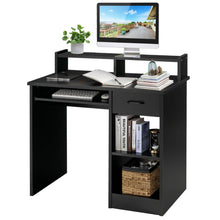Load image into Gallery viewer, Modern Executive Desk Writing Table with 2-Tier Storage Shelves-Black
