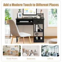 Load image into Gallery viewer, Modern Executive Desk Writing Table with 2-Tier Storage Shelves-Black
