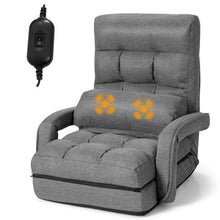 Load image into Gallery viewer, Folding Floor Massage Chair Lazy Sofa with Armrests Pillow-Gray
