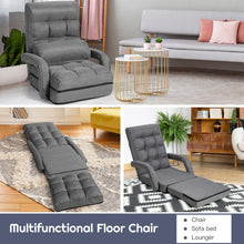 Load image into Gallery viewer, Folding Floor Massage Chair Lazy Sofa with Armrests Pillow-Gray

