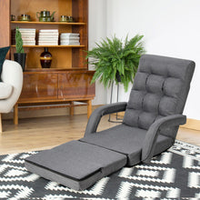 Load image into Gallery viewer, Folding Floor Massage Chair Lazy Sofa with Armrests Pillow-Gray
