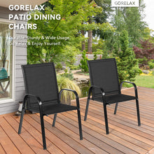 Load image into Gallery viewer, 2 Pcs Patio Outdoor Dining Chair with Armrest-Black
