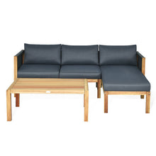 Load image into Gallery viewer, 3 Piece Patio Acacia Sofa Set with Nylon Armrest
