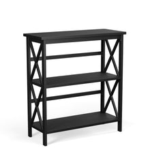 Load image into Gallery viewer, 3-Tier Wooden Multi-Functional X-Design Etagere Storage Bookshelf-Black
