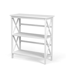 Load image into Gallery viewer, 3-Tier Wooden Multi-Functional X-Design Etagere Storage Bookshelf-White
