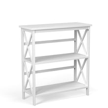 Load image into Gallery viewer, 3-Tier Wooden Multi-Functional X-Design Etagere Storage Bookshelf-White
