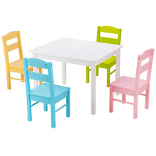 Load image into Gallery viewer, 5 pcs Kids Pine Wood Table Chair Set-Clear
