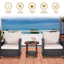 Load image into Gallery viewer, 3 Pieces Patio Rattan Furniture Set with Washable Cushion and Acacia Wood Tabletop-Beige
