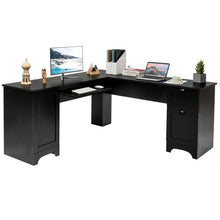 Load image into Gallery viewer, 66&quot; x 66&quot; L-shaped Corner Computer Desk with Drawers-Black
